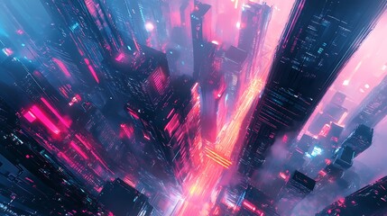 Fototapeta premium Neon Cityscape