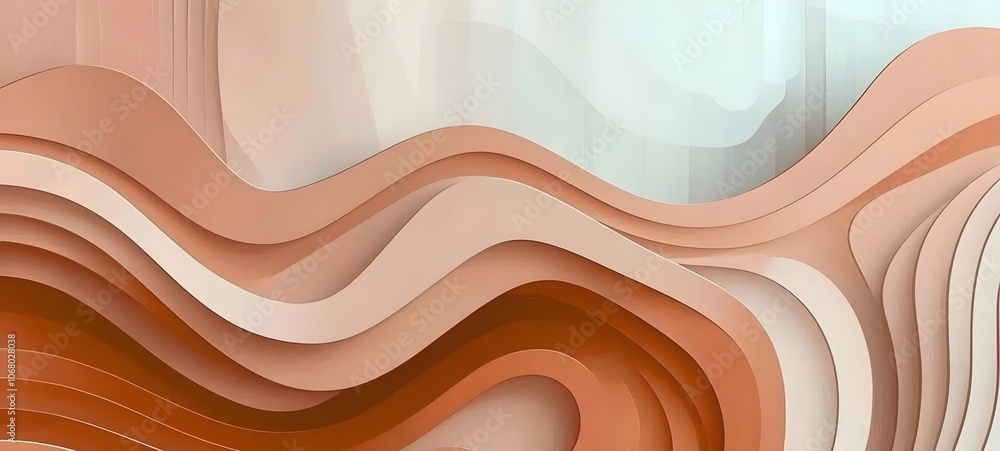 Poster an abstract design featuring undulating layers of warm, earthy tones, creating a sense of fluidity a