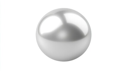 Isolated 3D silver pearl, top-down view on a white background, with polished chrome finish for a refined look.