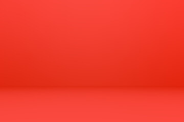 Obraz premium Gradation of strawberry red shade blurred abstract background wall and floor with light and shadow backgrounds, use for product display