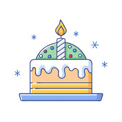new year cake vector art,  flat illustration cake icon