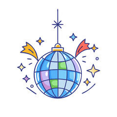 new years eve ball drop vector art,  flat illustration new years eve ball drop icon