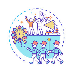 new years parade vector art,  flat illustration new years parade icon