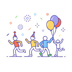 new years parade vector art,  flat illustration new years parade icon