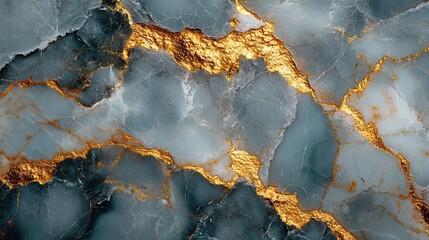 Fototapeta premium Closeup of grey marble with gold veins, offering a sophisticated background texture for a ceramic tile design.
