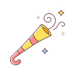 party horn vector art,  flat illustration party horn icon