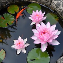 pink water lilies