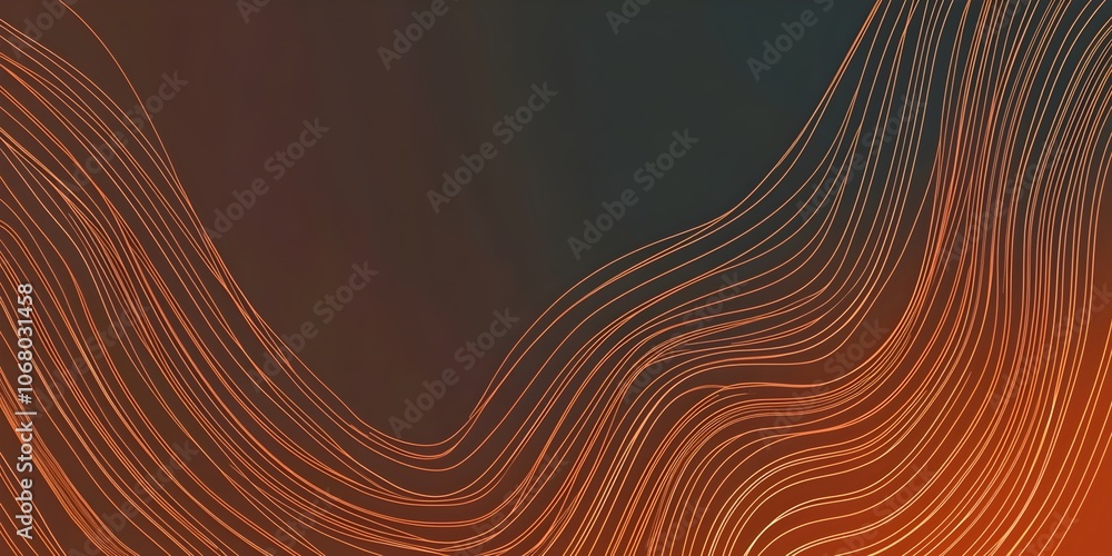 Poster a dynamic abstract background featuring flowing lines in warm orange hues against a dark backdrop, c