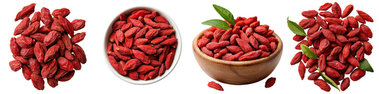 Dried goji berries, isolated on white background.