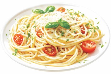 Delicious Watercolor Illustration of Italian Pasta Dish