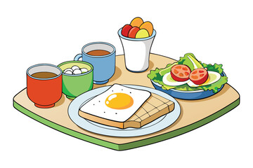 breakfast on a plate vector illustration