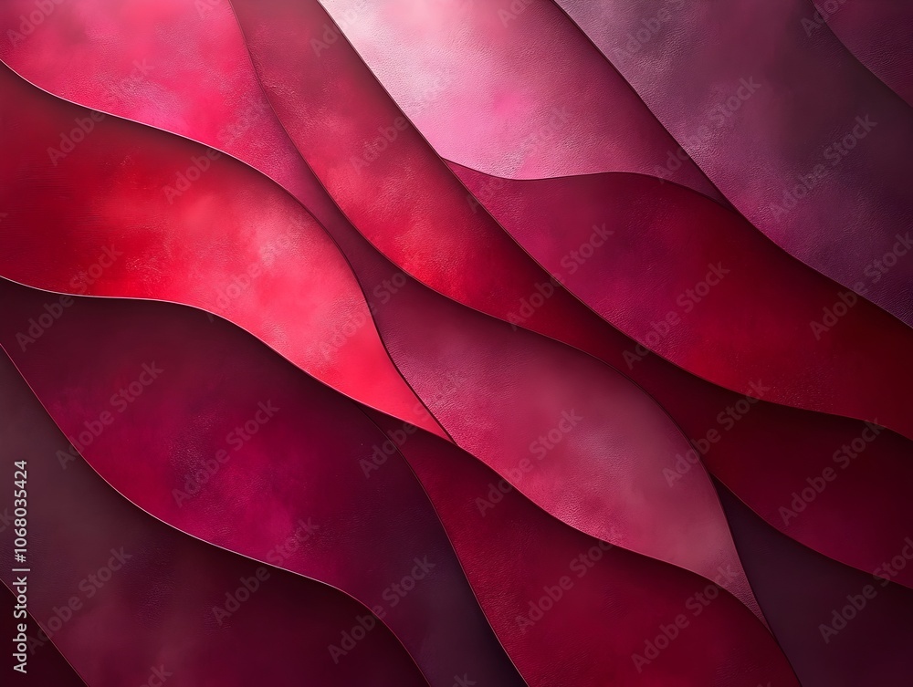 Poster a vibrant abstract design featuring flowing waves of deep red hues, creating a dynamic and textured 
