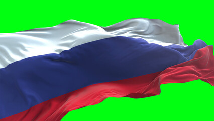 Naklejka premium Russia flag - 3D realistic waving flag on green screen background for chroma key