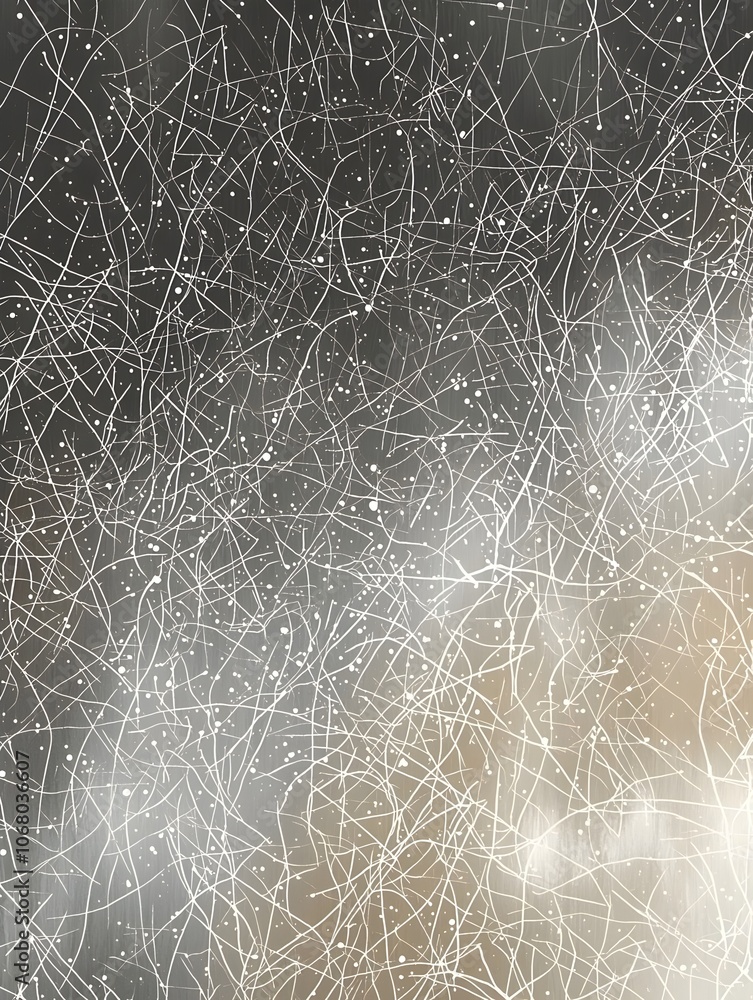 Poster an abstract pattern of delicate white lines and dots against a soft gradient background, creating a 
