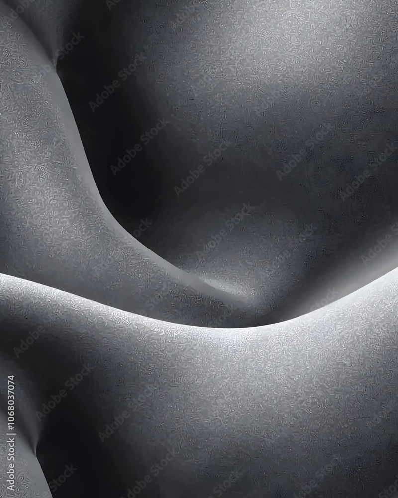 Poster a close-up shot of smooth, undulating gray fabric, showcasing elegant curves and textures. the inter