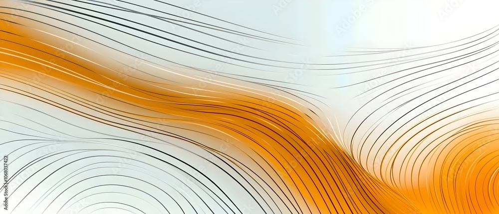 Poster an abstract image featuring smooth, flowing lines in black and vibrant orange, creating a dynamic an