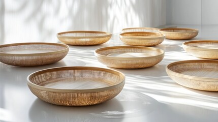 Wooden Bowls on White Surface
