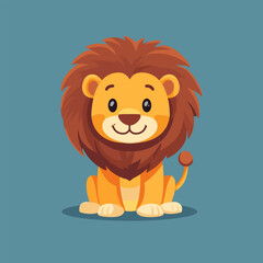 Cute Cartoon Lion with a Playful Expression
