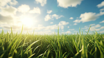 Obraz premium Beautiful Green Grass on a Sunny Day