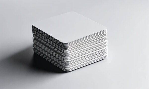 Stack of Blank White Square Cards