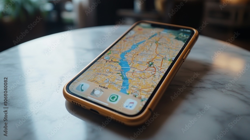 Poster smartphone gps navigation app map travel route location