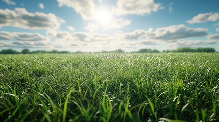 Obraz premium Beautiful Green Grass on a Sunny Day