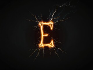 sparkler alphabet letters E on black
