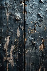 Close-up of weathered, peeling blue paint on wooden planks, showcasing texture and age.