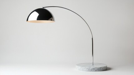 Modern Chrome Arc Floor Lamp with Marble Base
