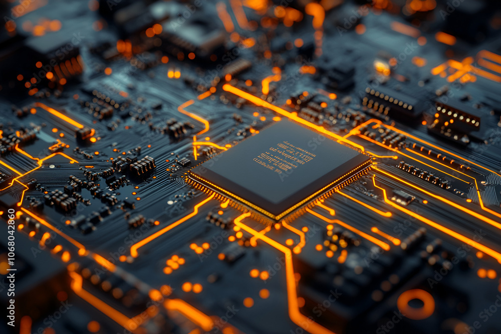 Poster understanding the role of the cpu chip on the circuit board in modern technology