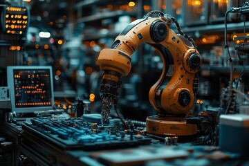 Robotic arm in factory setting