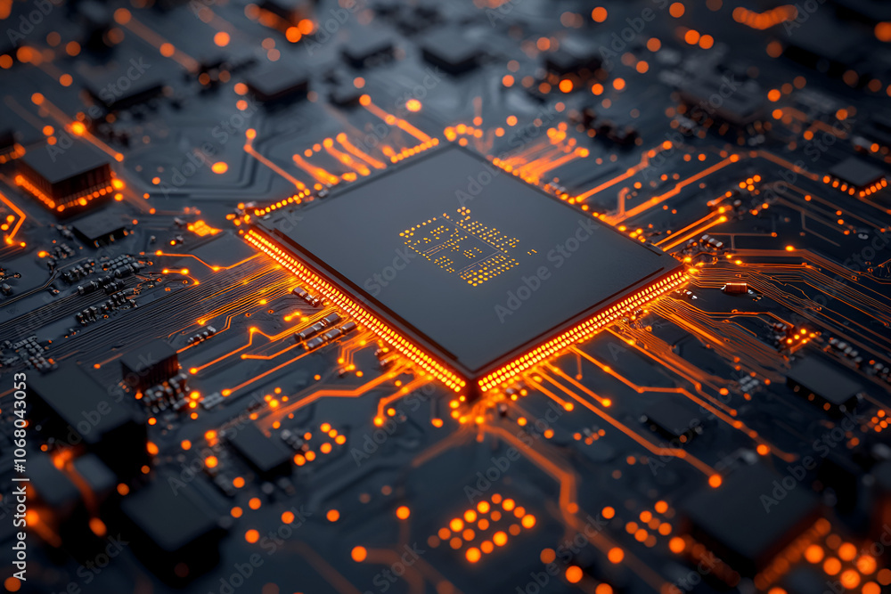 Poster understanding the role of the cpu chip on the circuit board and its impact on electronic performance