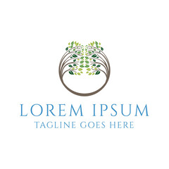 Obraz premium Abstract Circular Tree for Health Education Environment or Community Charity Foundation Logo Design