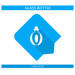 Design icon. Glass bottle icon symbol in flat. Glass bottle symbol design in flat with shadows. Stock vector.