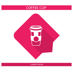 Design icon. Coffee cup icon symbol in flat. Coffee cup symbol design in flat with shadows. Stock vector.