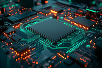 Fototapeta premium Understanding how cpu chips are placed on a circuit board and connected for optimal performance
