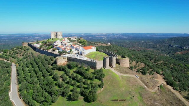 Going up around Evoramonte castle.Built on one of the highest points of the Ossa mountain Mixing elements of the Gothic and Renaissance styles inspired by Italy.Evoramonte,Estremoz,Portugal