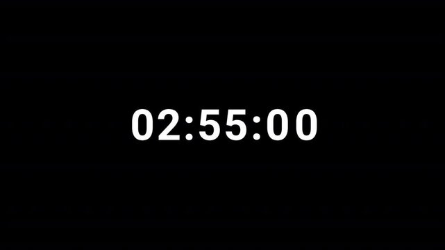 3 minutes countdown timer animation, three minutes countdown animation on black background, simple 3 minute timer.