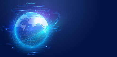 Futuristic planet or map of word cyberspace technology background editable