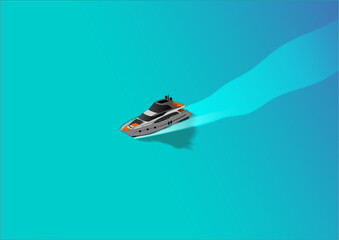 Yach vector, sailing on the sea