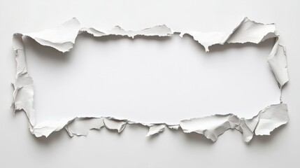 Fototapeta premium Torn Paper Frame with Ripped Edges, Distressed Aesthetic, Blank Center for Creative Use, Versatile Design Element
