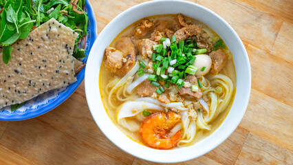 Vietnamese rice noodle cuisine or Vietnamese noodle Mi Quang. Mi Quang a Hoi An Vietnamese tranditional 