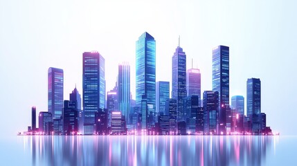 Obraz premium Neon Cityscape at Night with Futuristic Skyscrapers