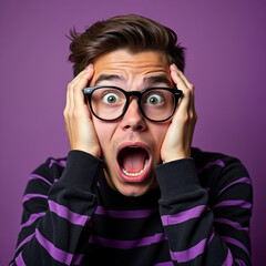 Surpresa e espanto homem com expressão de choque