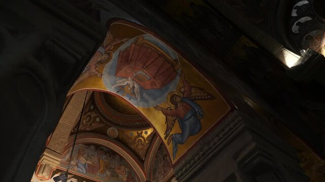 Putna Monastery in Bucovina, Romania. The interior of the church.