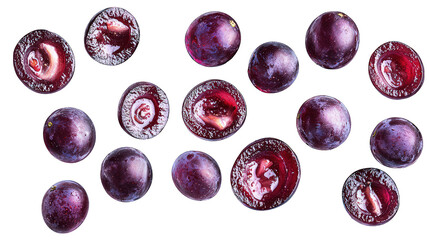 Flying in the air Fresh grape isolated on transparent background