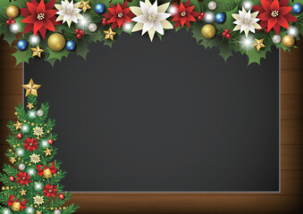 クリスマス黒板ヨコ、かわいい、イラスト、背景、赤