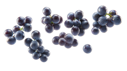 Flying in the air Fresh grape isolated on transparent background