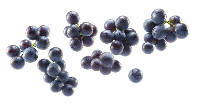 Flying in the air Fresh grape isolated on transparent background