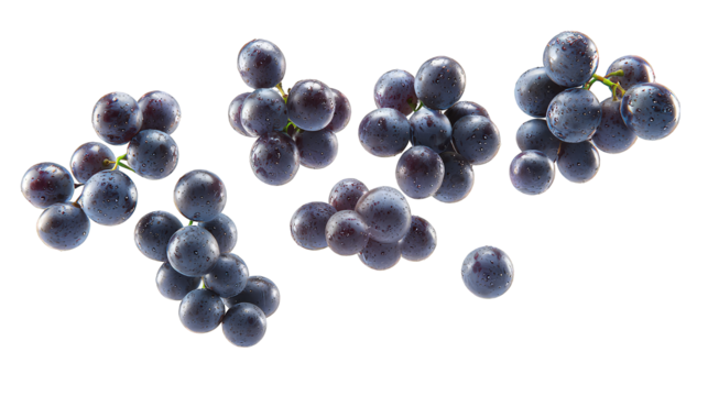 Flying in the air Fresh grape isolated on transparent background